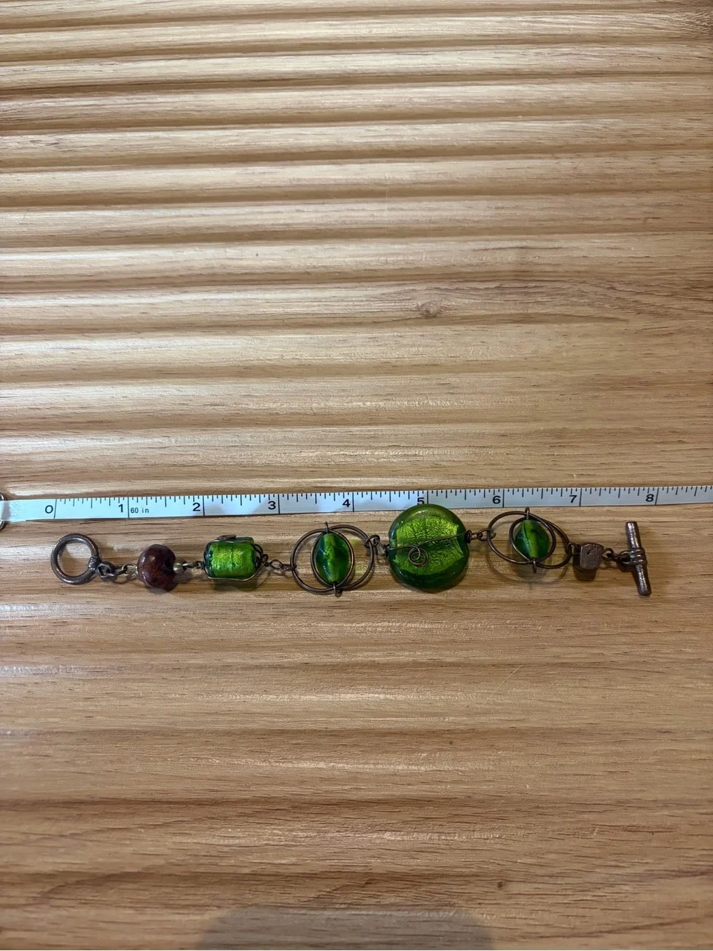 Artisan Wire Wrapped Glass Statement Bracelet